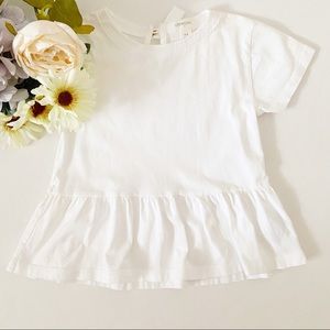 Crewcuts Girls White Tee with Ruffle Bottom Sz 4-5